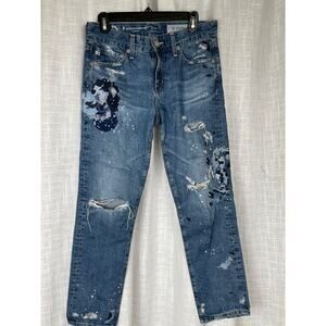 AG Jeans ex boyfriend slouchy slim embroidered jeans 25